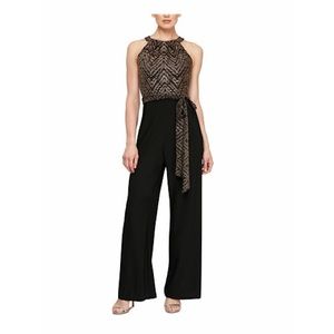 Slny Black Glitter Wide Leg Party Jumpsuit